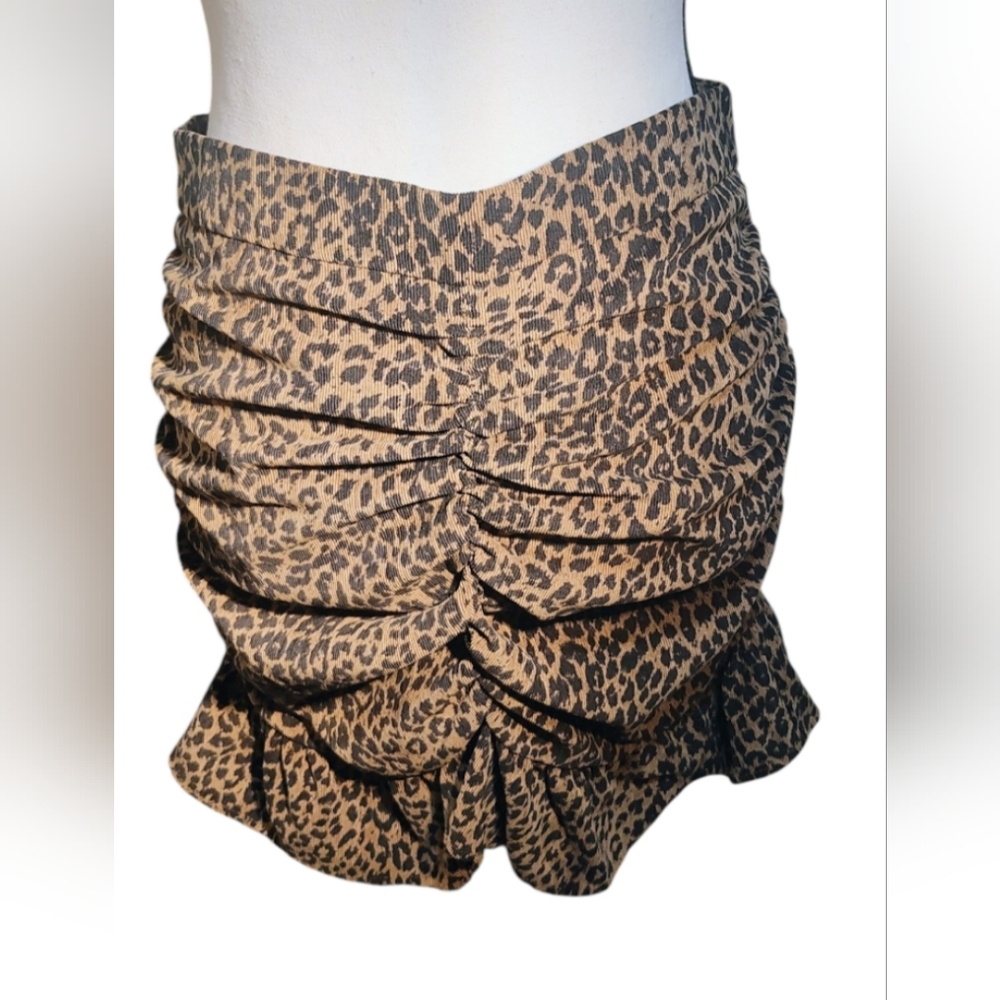 Leopard Print Ruched Skirt